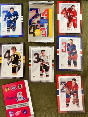 2014 Canada Post NHL Original 6 Stamp Cards - Complete Six Card Set